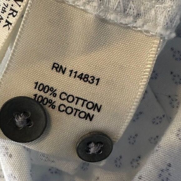 W.R.K. Short Sleeve Button Down White with Small Blue Print Shirt in Size Medium - Picture 3 of 6